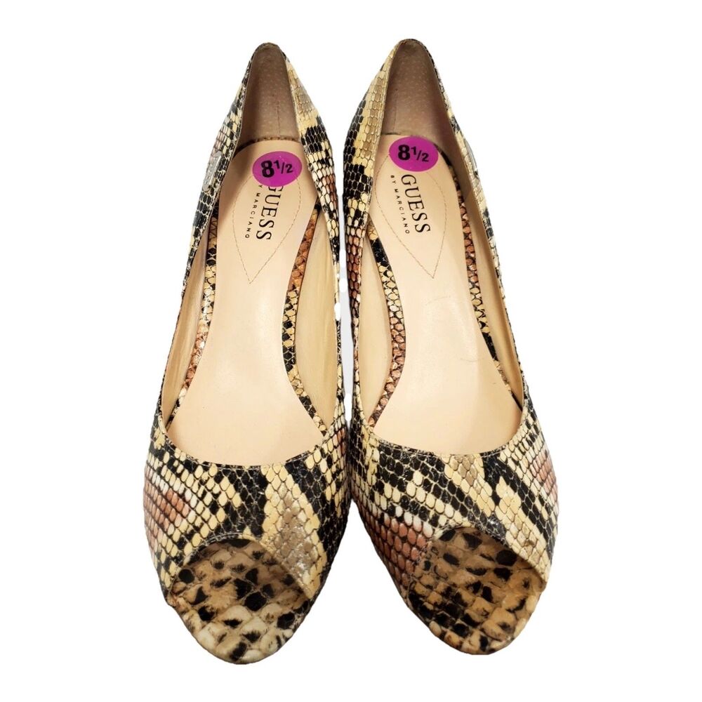 Guess Faux Snakeskin Open-Toe Pumps Women Heels - Size 8.5